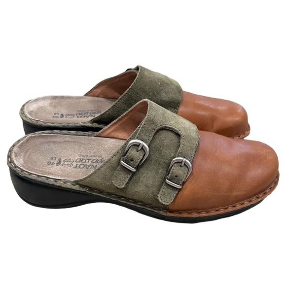 Naot Leilani Leather & Suede Clogs – Brown & Green – Size 8.5 - 9 - Picture 10 of 11